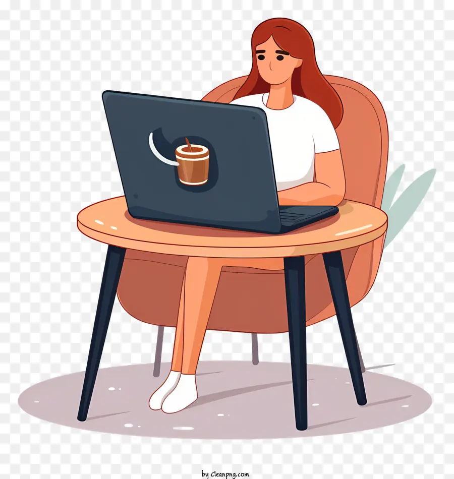 Wanita Bekerja Di Laptop，Wanita Merah Dengan Laptop PNG