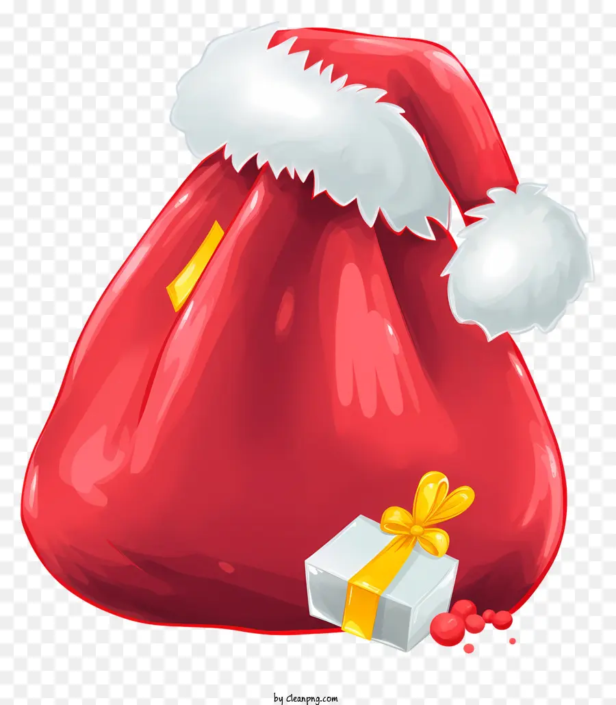 Tas Topi Santa，Merah Hadiah Tas PNG