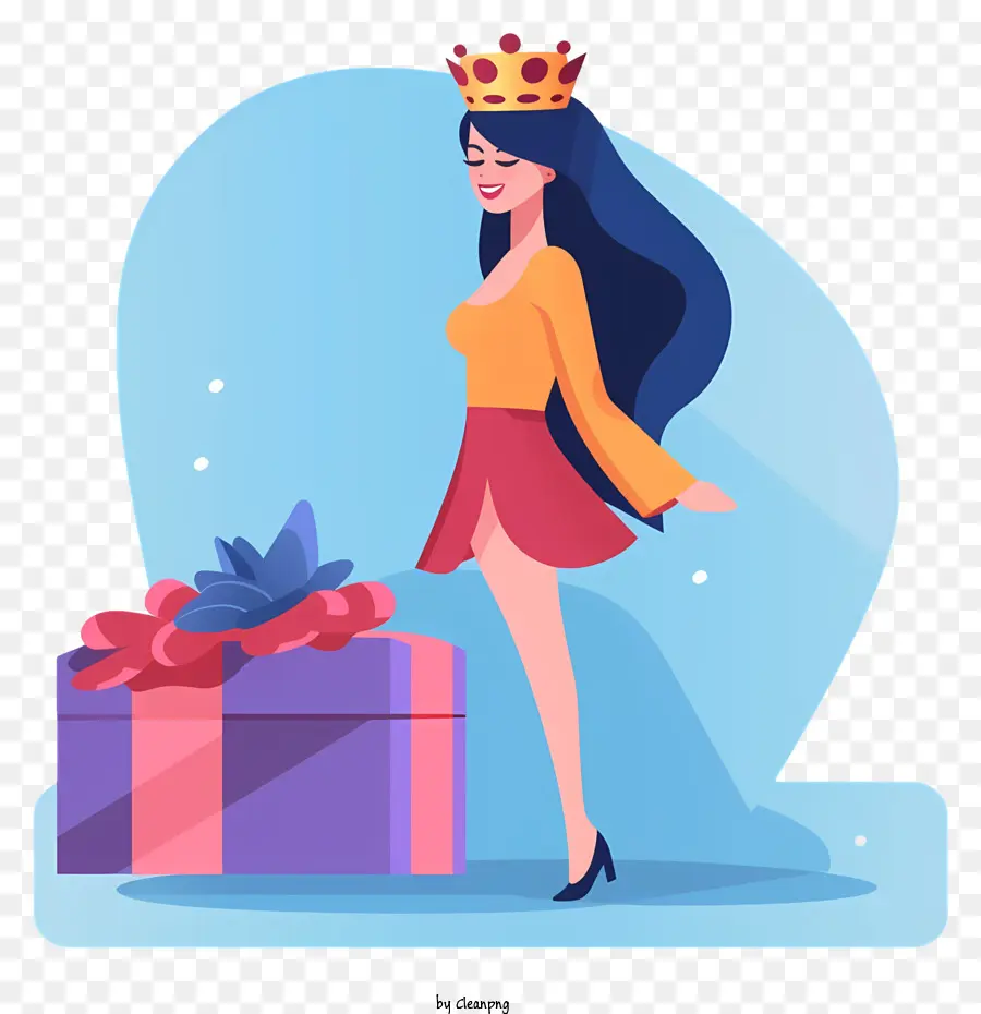 Wanita Dengan Mahkota，Kotak Hadiah Dengan Busur PNG