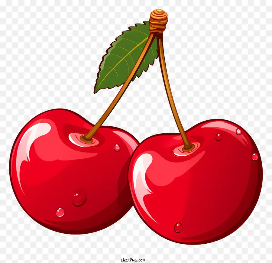 Cherry Merah，Hijau Daun PNG
