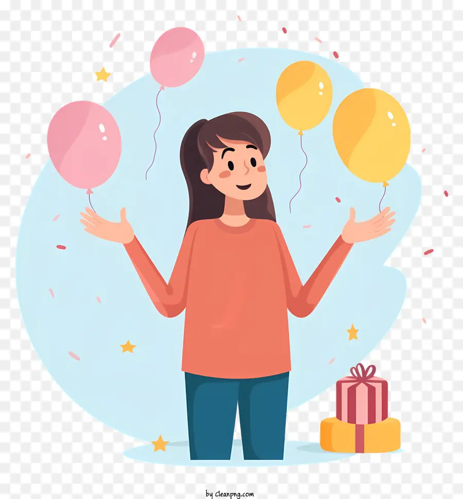 Wanita Memegang Balon，Gadis Dengan Balon PNG