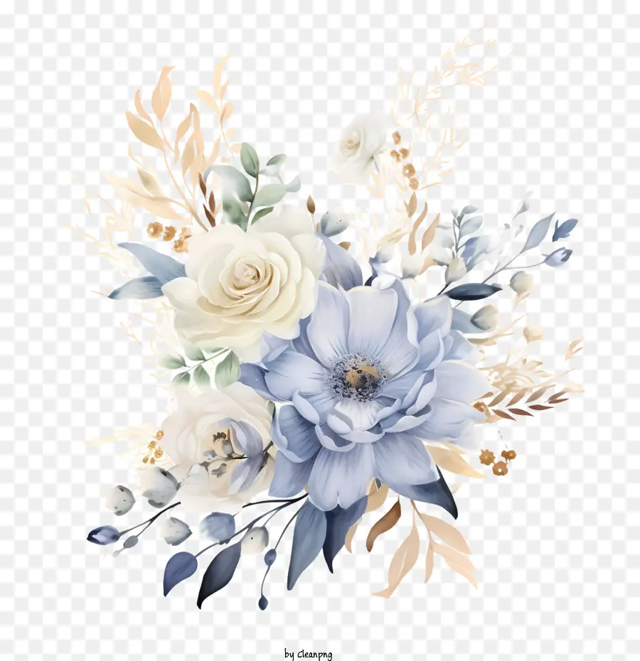 Desain Undangan Bunga Pernikahan，Biru PNG
