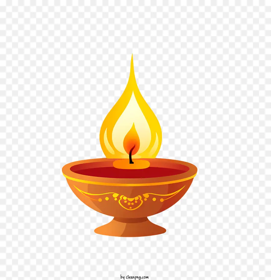 Diwali Lampu，Lilin Terbakar PNG