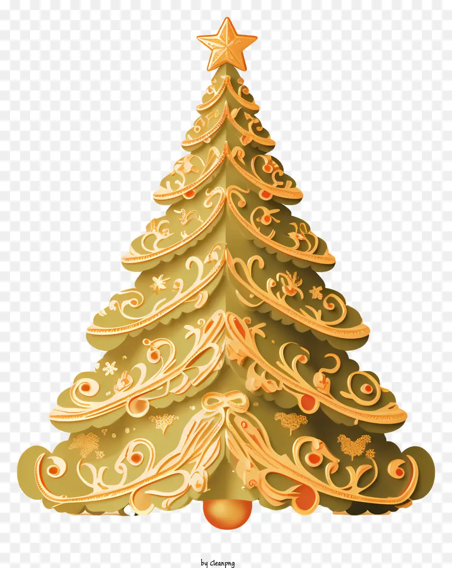 Pohon Natal，Ornamen Emas PNG