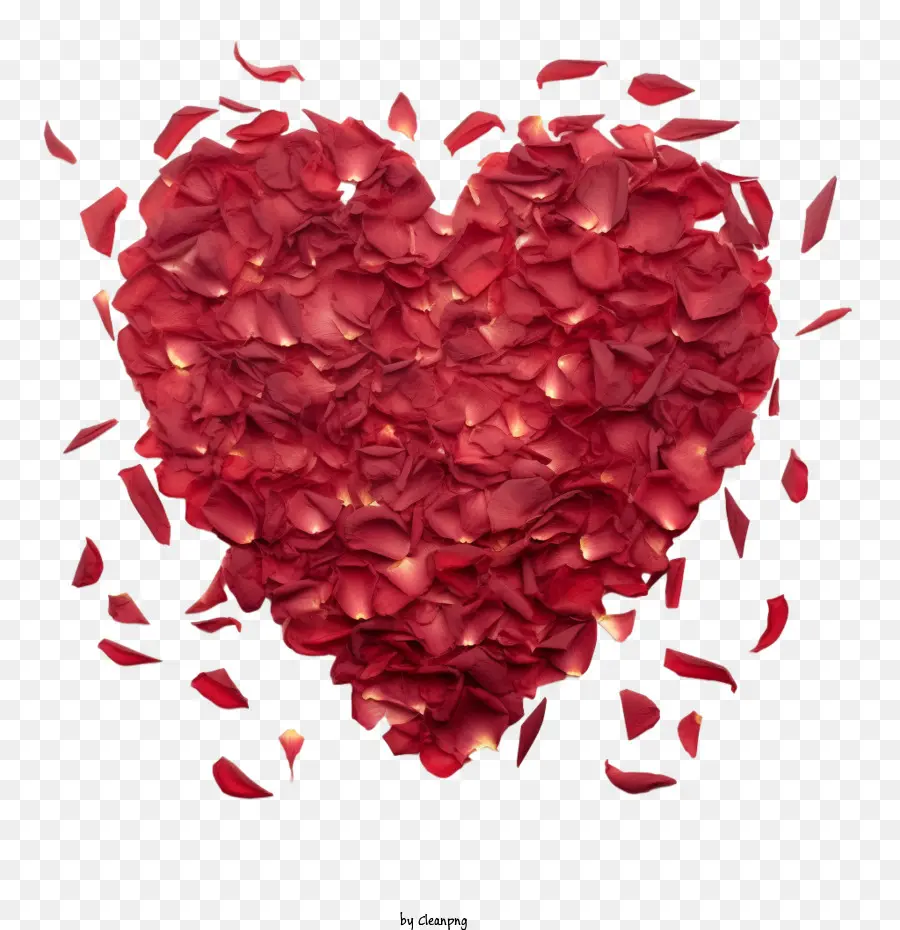 Hati Kelopak Mawar，Merah PNG