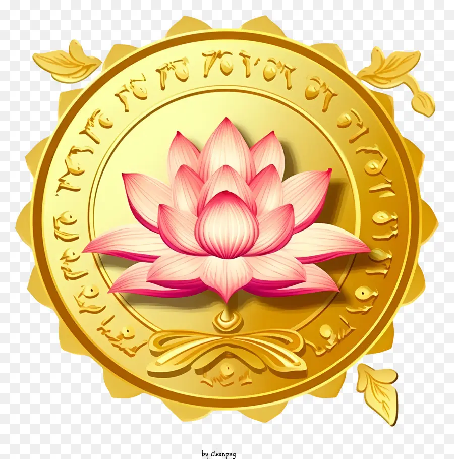 Medali Emas，Bunga Teratai Merah Muda PNG