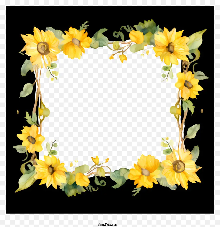 Bunga Matahari Frame，Bingkai Dekoratif PNG