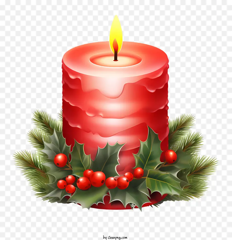 Lilin Natal，Holly Berry PNG