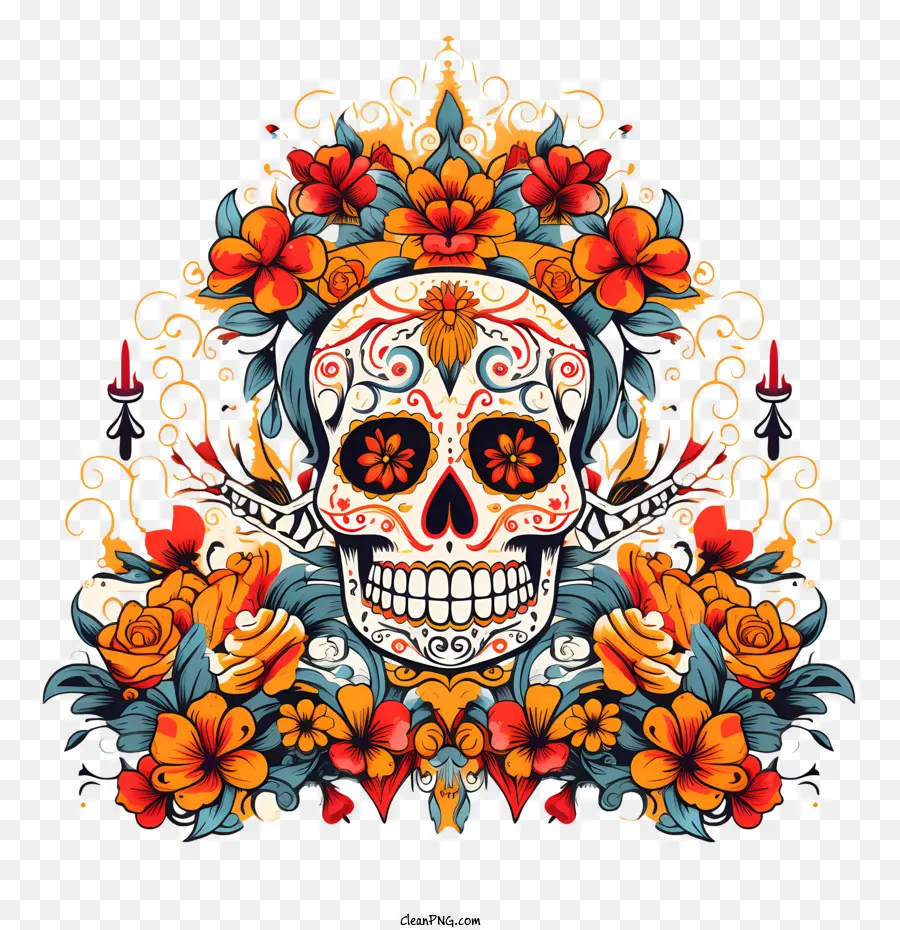 Ofrenda，Tengkorak Dekoratif PNG