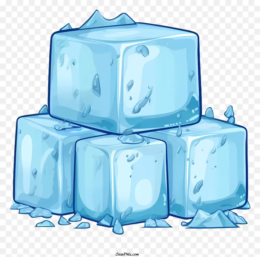 Biru Es Batu，Ice Cubes Yang Ditumpuk PNG