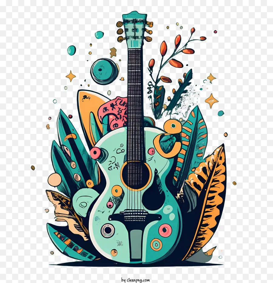 Gitar，Gitar Berwarna Warni PNG