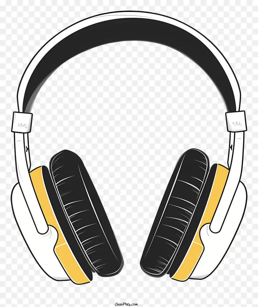 Headphone，Headphone Emas Dan Putih PNG