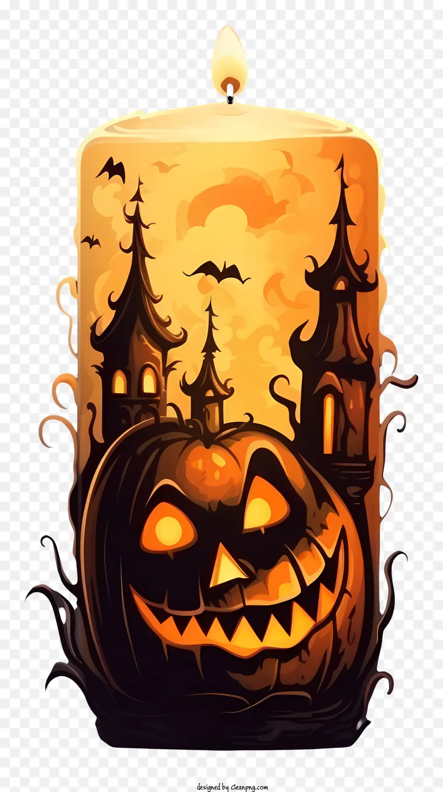 Lentera Jack O'，Lilin Halloween PNG