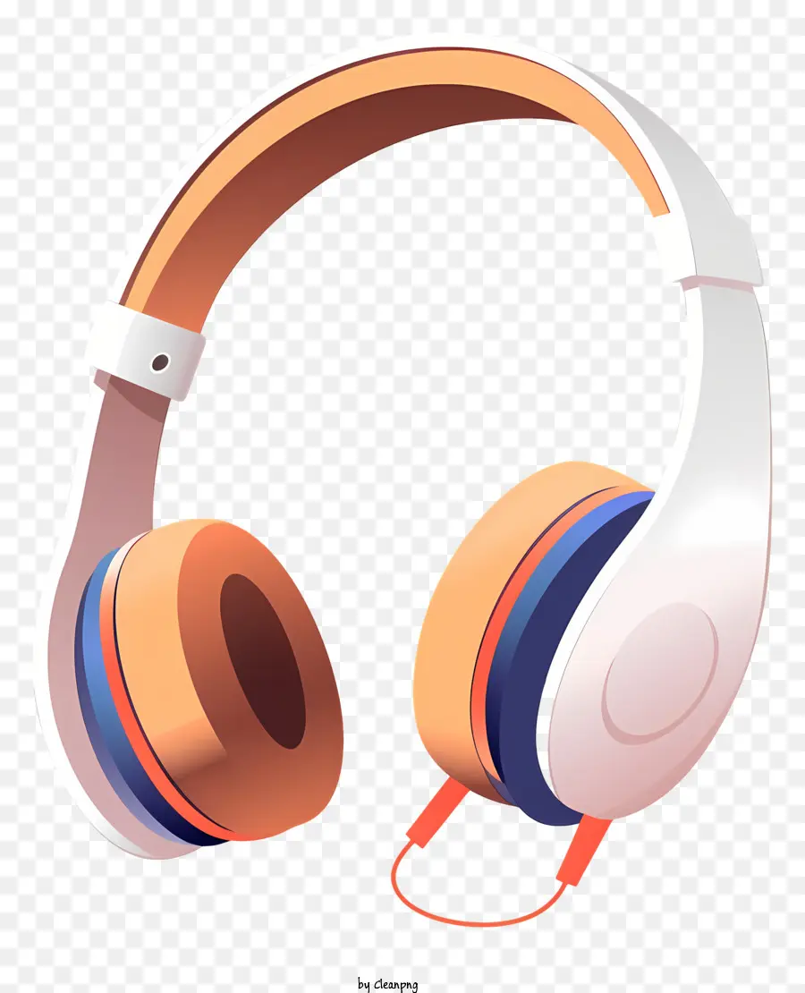 Headphone，Headphone Putih Dan Oranye PNG