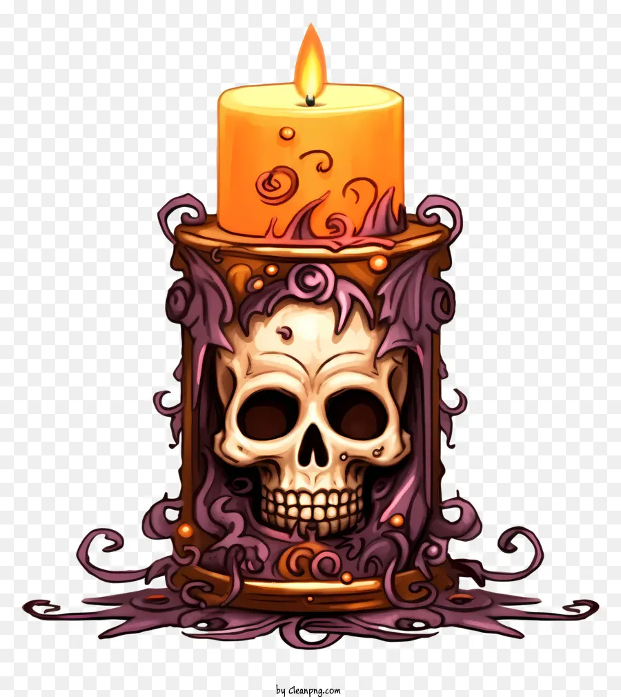 Dekorasi Halloween，Lilin Tengkorak PNG