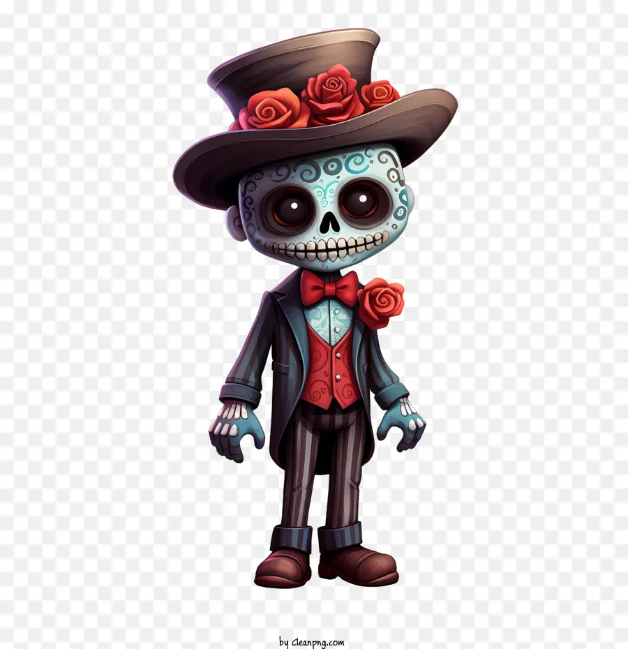 Dia De Los Muertos，Kerangka Dengan Topi Atas PNG