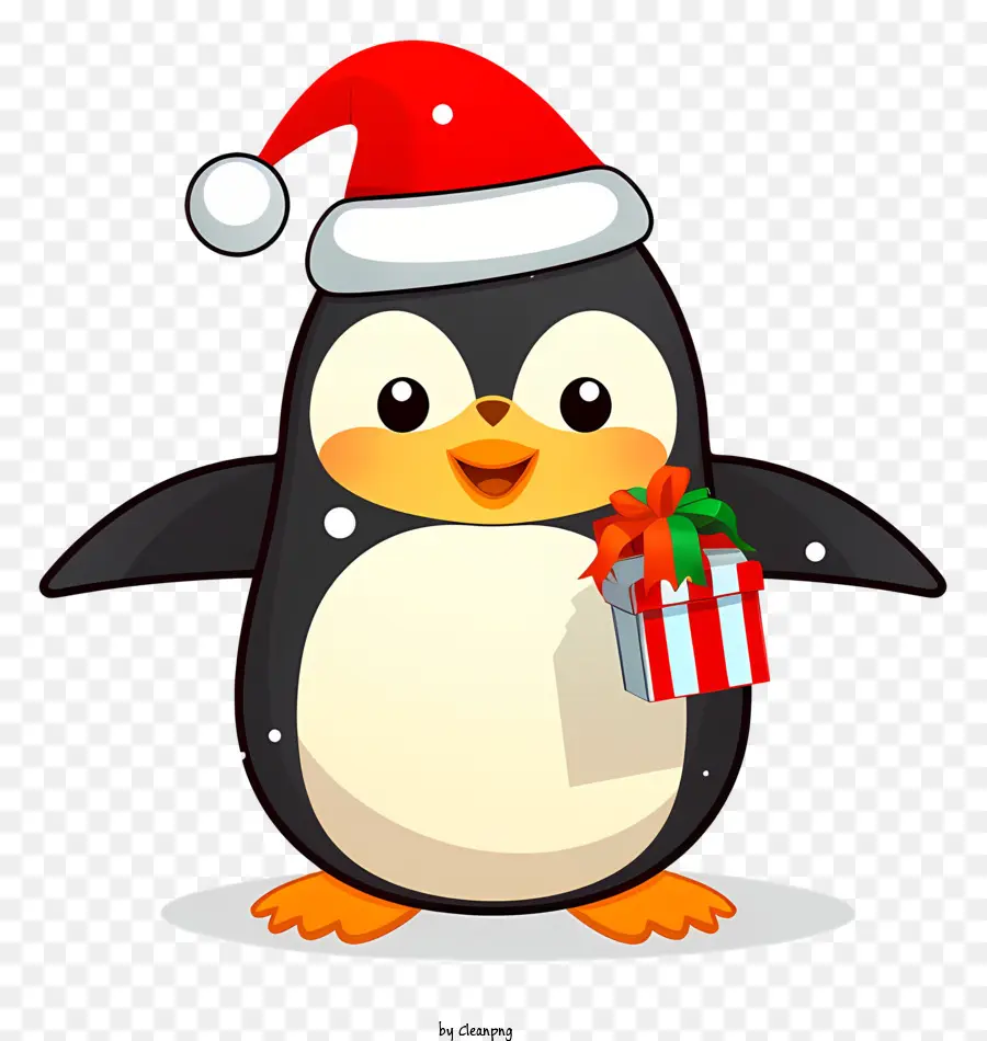 Kartun Penguin，Topi Santa PNG
