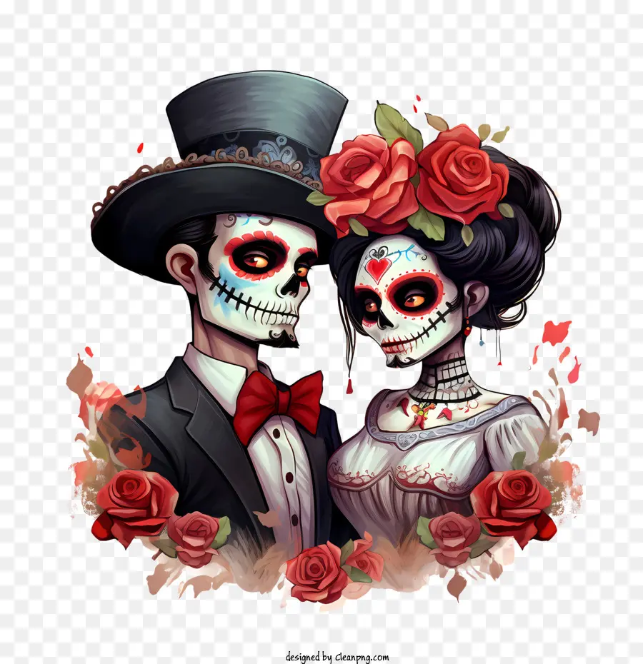 Dia De Los Muertos，Pasangan Kerangka PNG