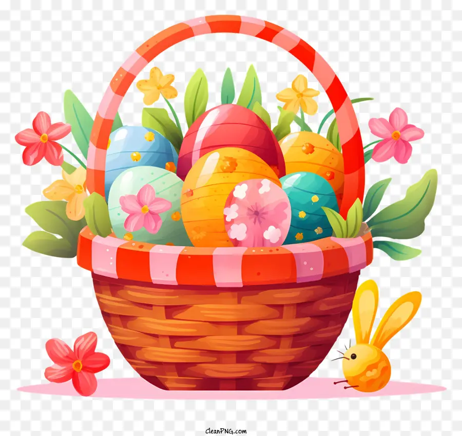 Keranjang Paskah，Telur Berwarna Warni PNG