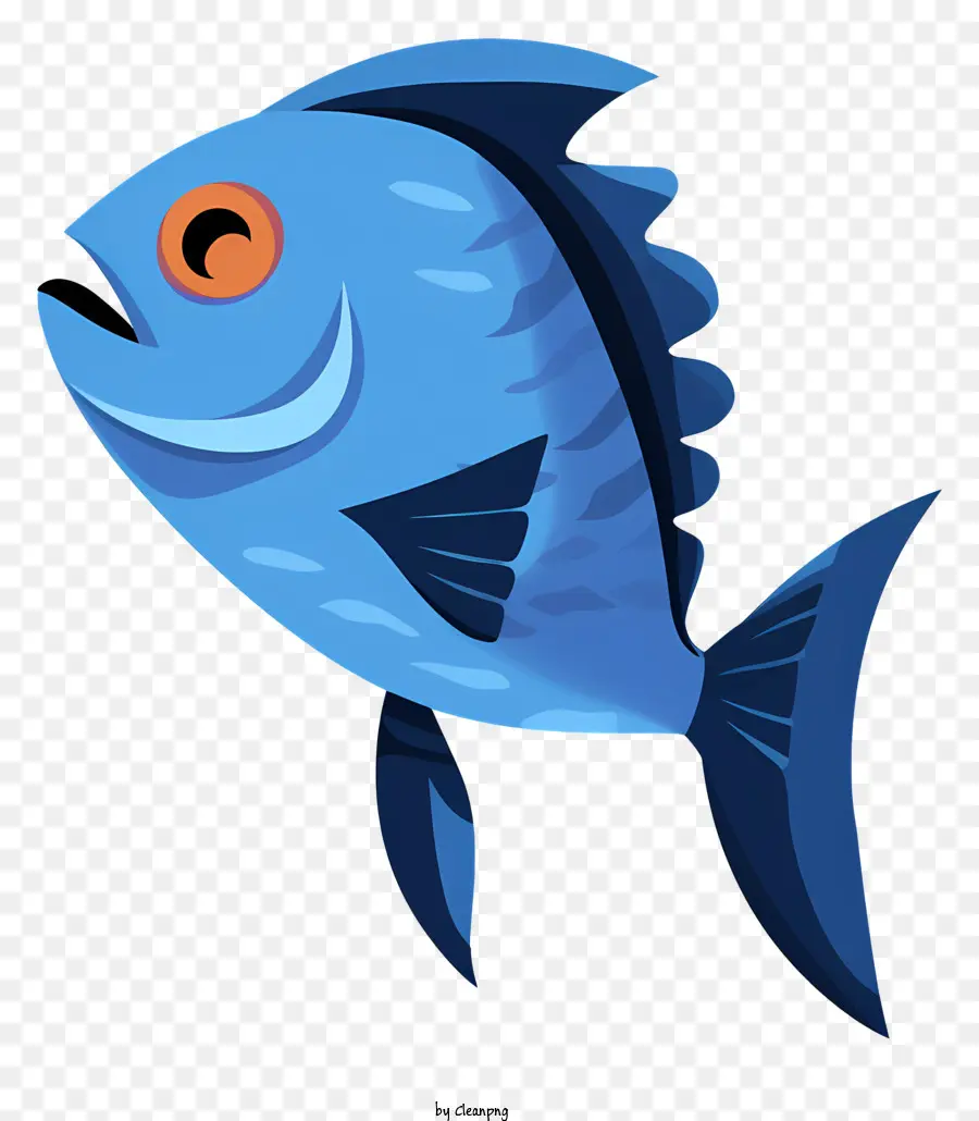Ikan Biru，Ikan Tampilan Depan PNG