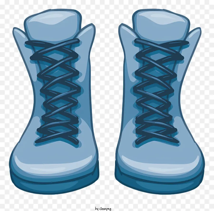 Sepatu Top Tinggi Biru，Tali Putih PNG