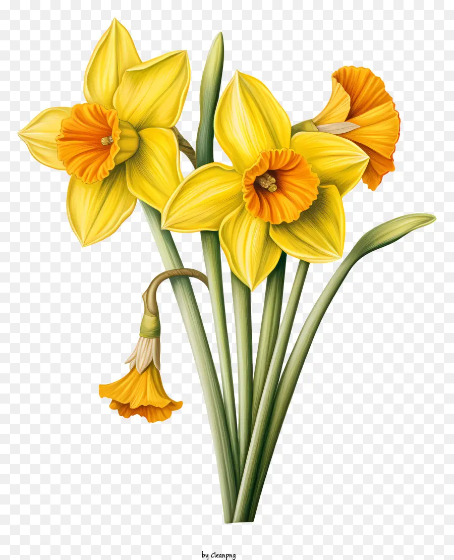 Daffodil Kuning，Daffodil Mekar PNG