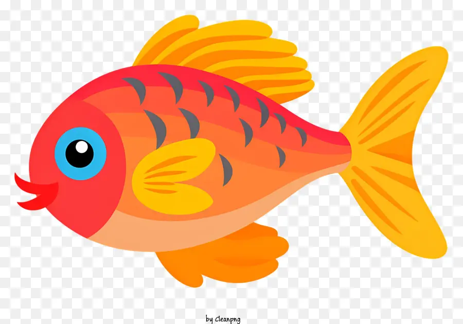 Kartun Ikan，Oranye Dan Ikan Hitam PNG