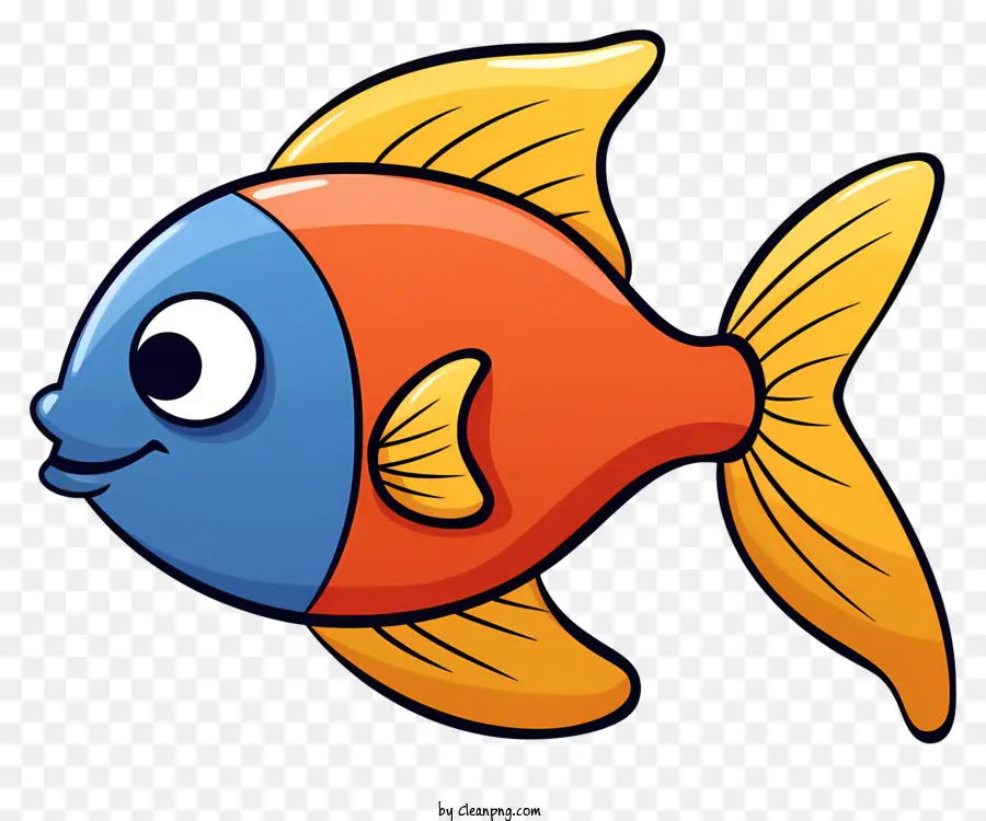 Kartun Ikan，Garis Garis Oranye Dan Biru PNG