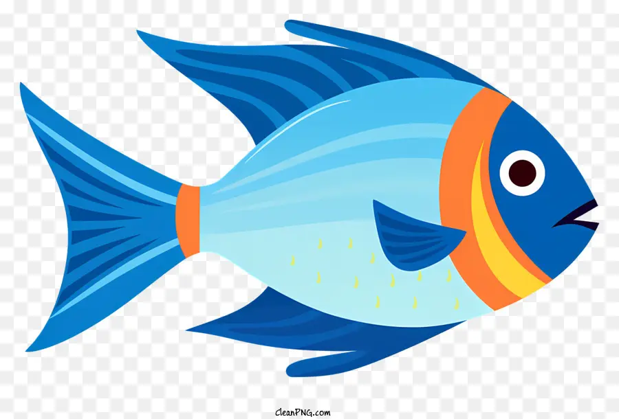 Ikan Biru，Garis Garis Oranye Dan Kuning PNG