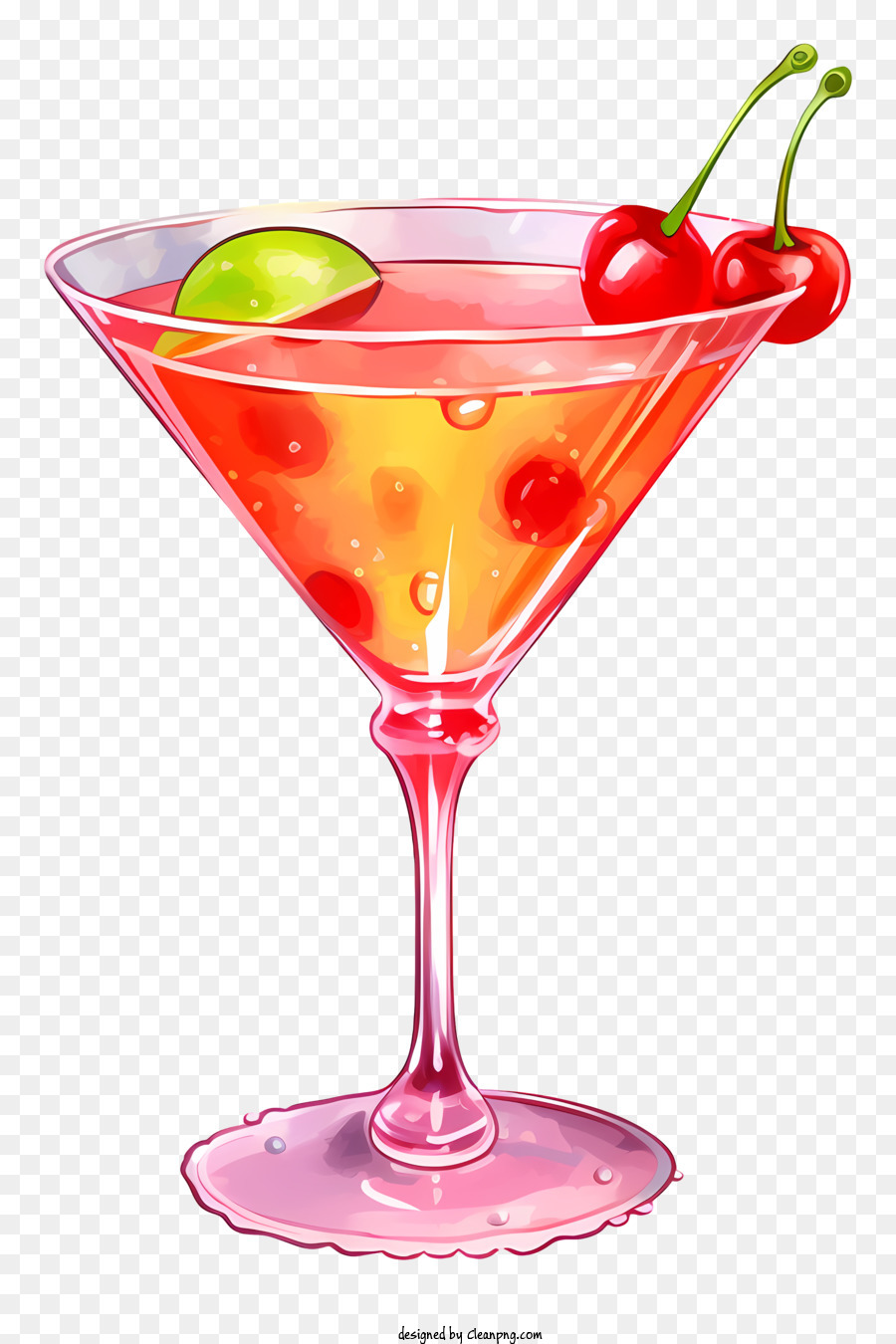 Gelas Koktail Merah Muda Minum Cherry Gambar Png 1231