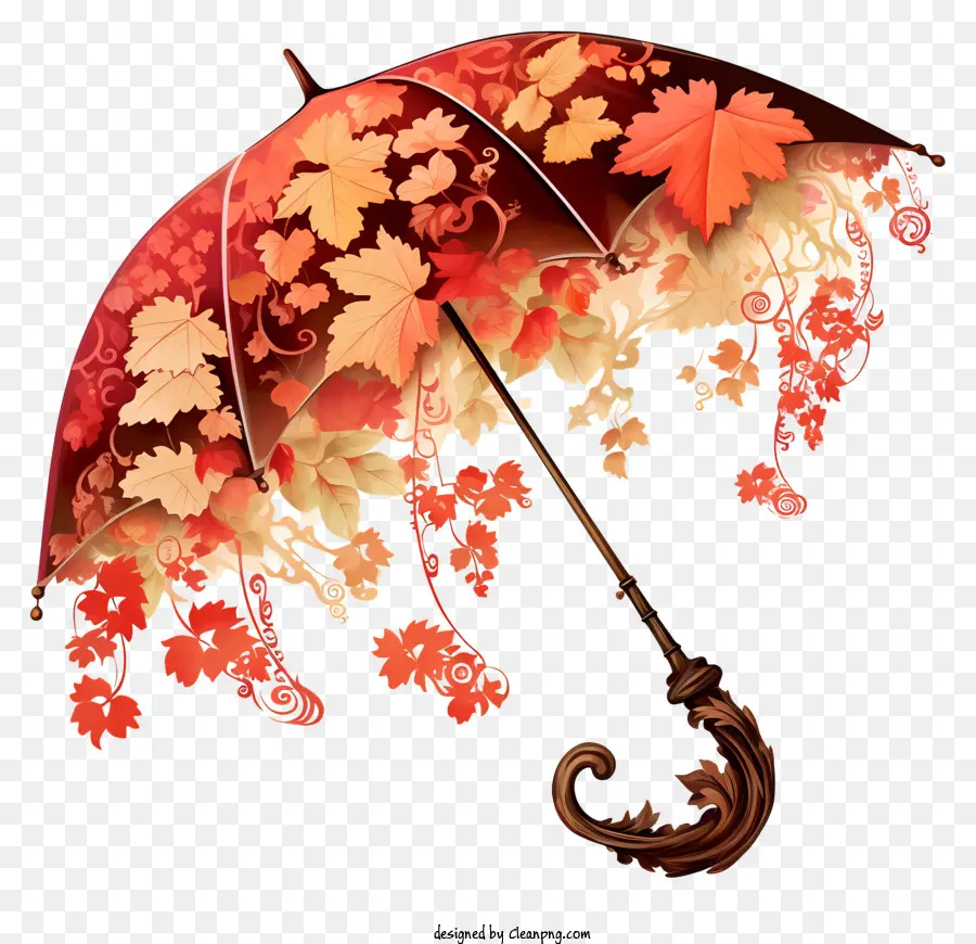 Daun Musim Gugur，Payung Warna Warni PNG