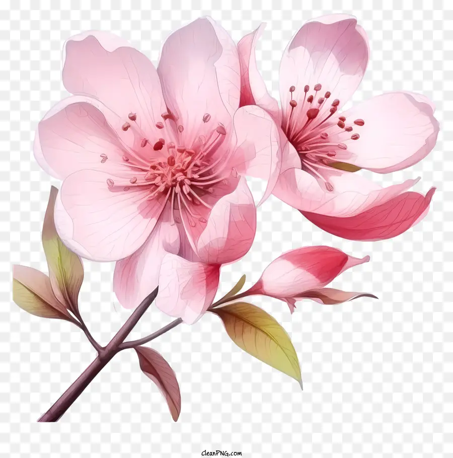 Bunga Merah Muda，Bunga Dengan Pusat Putih PNG