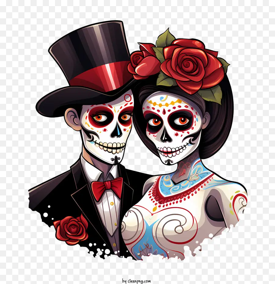 Dia De Los Muertos，Pasangan Kerangka PNG