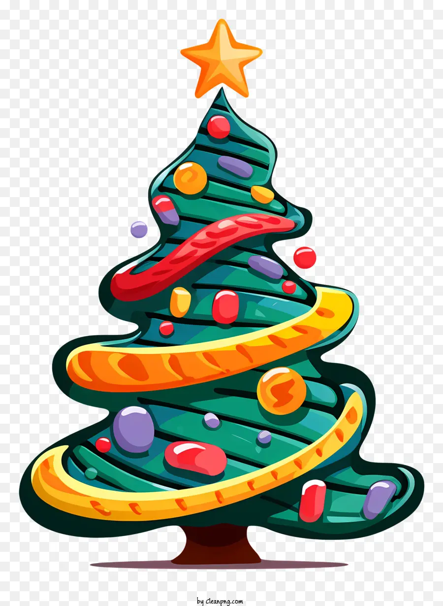 Kartun Pohon Natal，Pohon Natal Dengan Bintang PNG