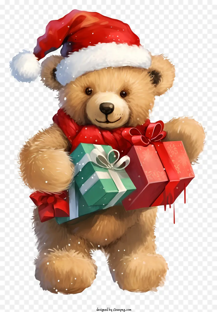 Boneka Beruang Lucu，Topi Santa Claus PNG