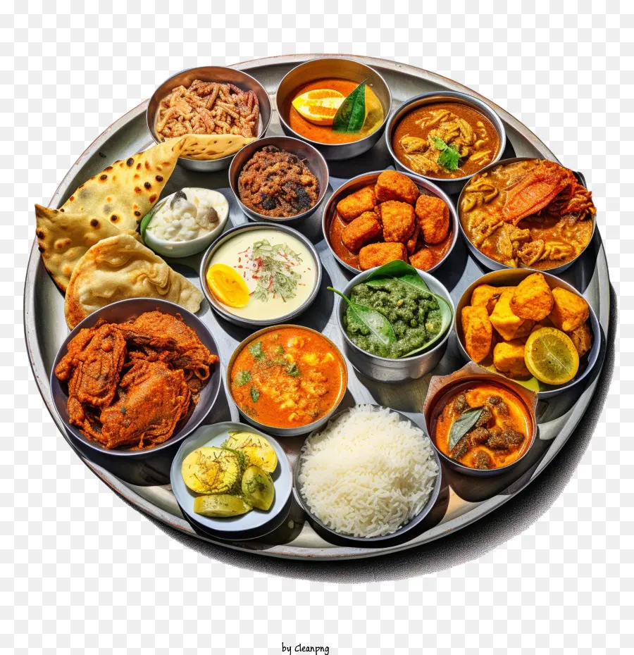 Masakan Bengali，Thali India PNG