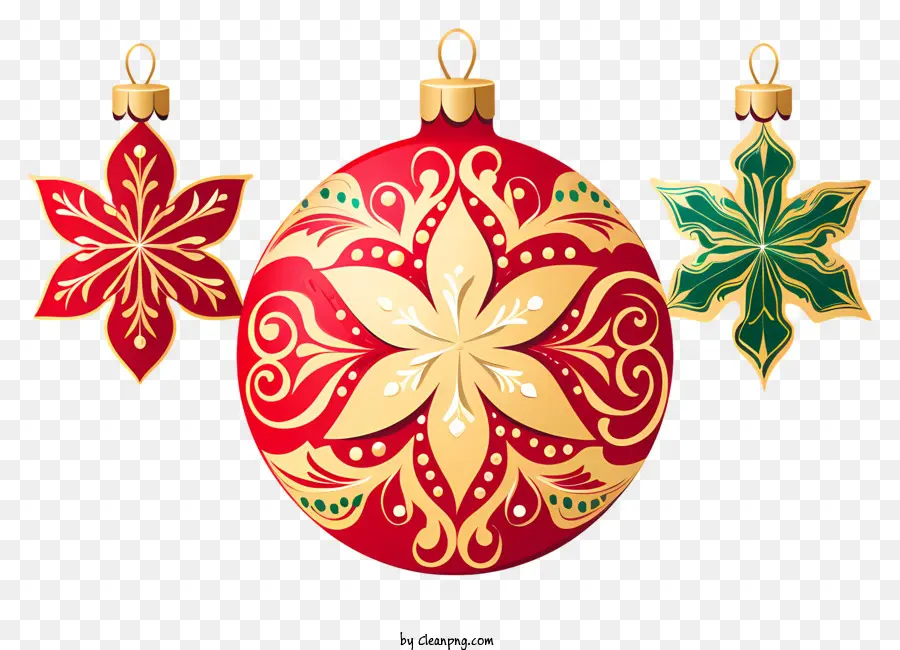 Hiasan Natal，Dekorasi Merah Dan Emas PNG