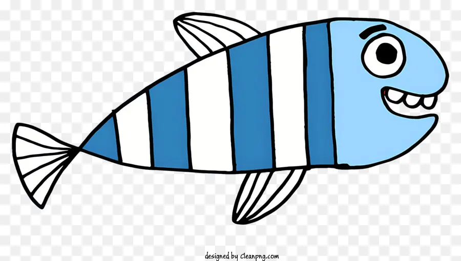 Kartun Ikan，Bergaris Ikan PNG