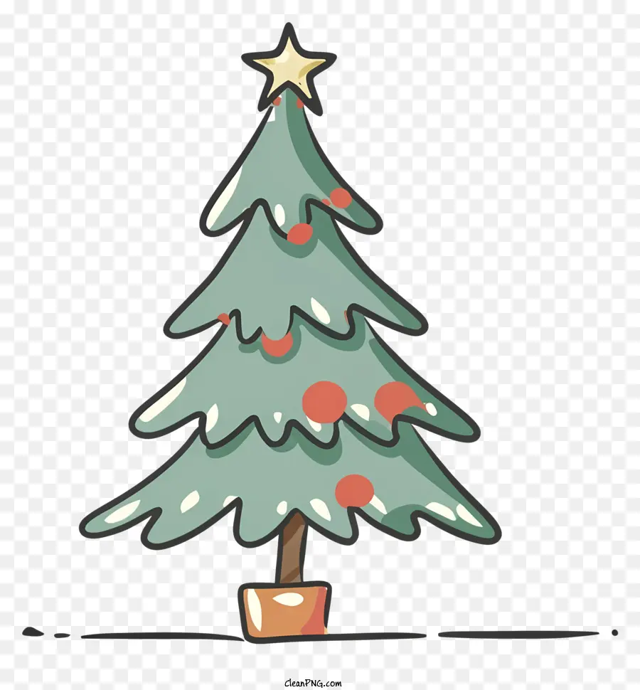 Menggambar Sederhana Pohon Natal，Gambar Pohon Natal Pot PNG