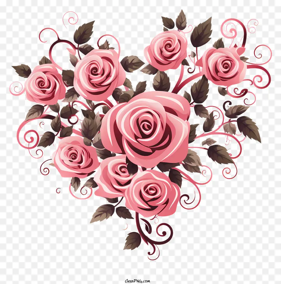 Mawar Bentuk Hati，Pink Rose Swirl PNG