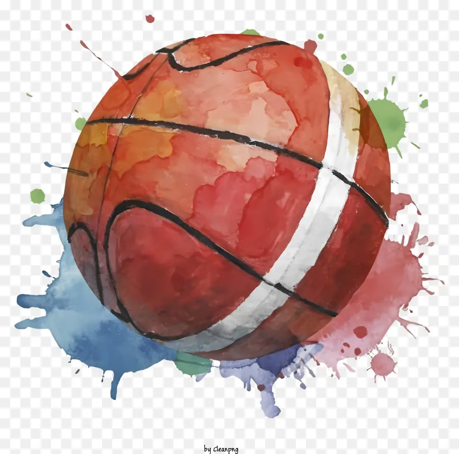 Lukisan Bola Basket，Karya Seni Cat Air PNG