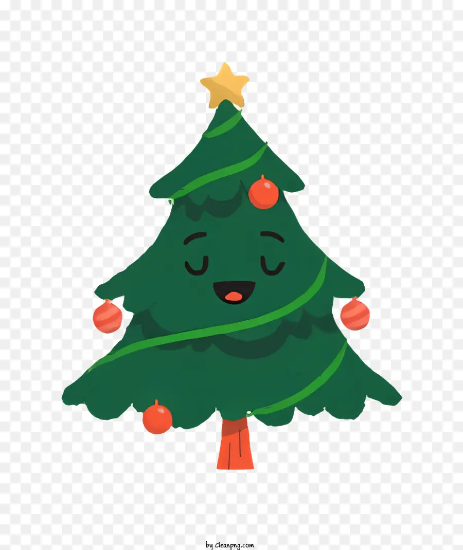 Kartun Pohon Natal，Latar Belakang Hijau PNG