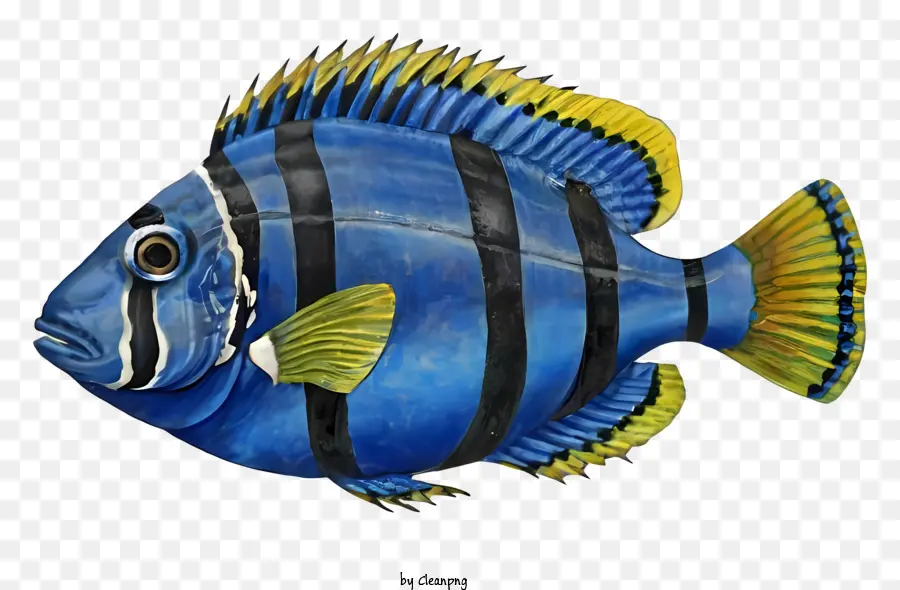 Ikan Biru Dan Kuning，Bergaris Ikan PNG