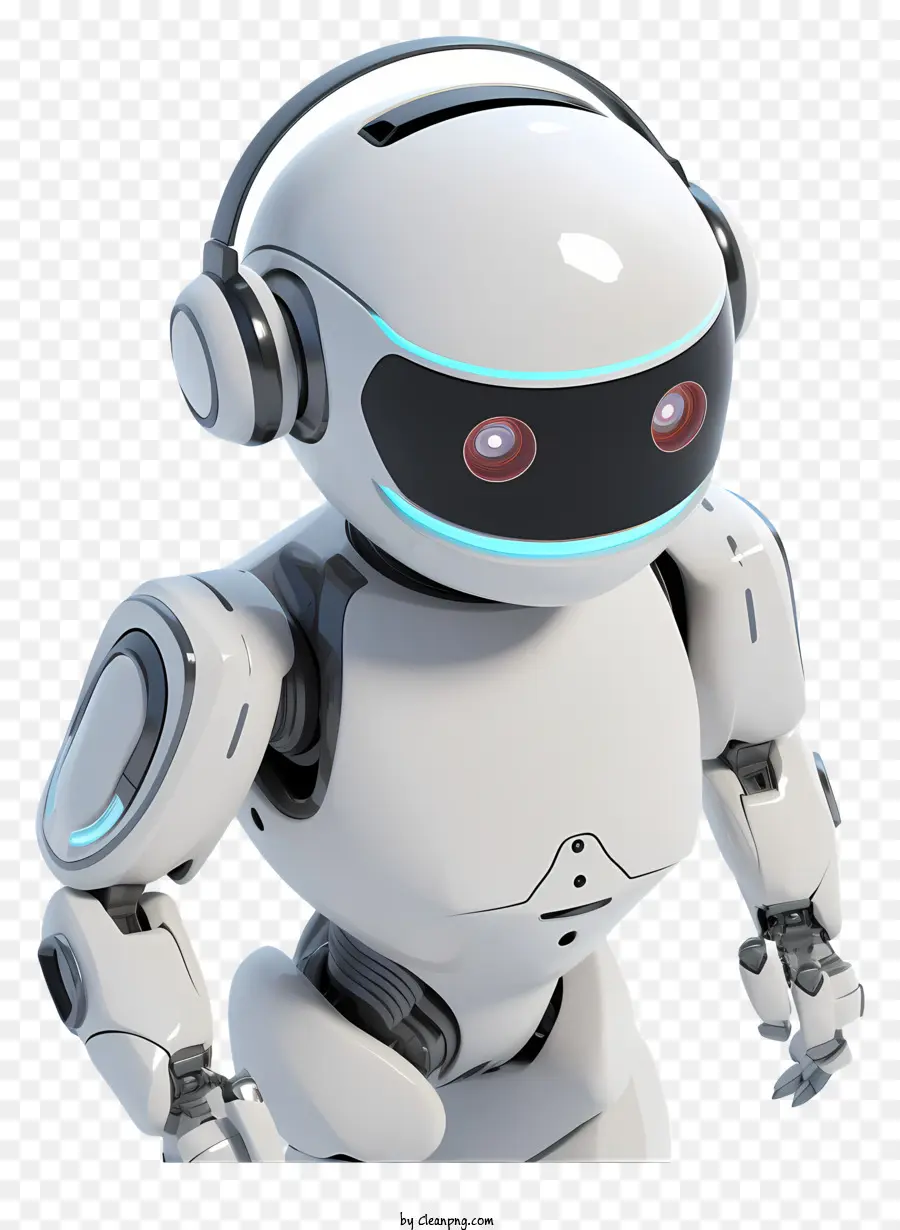 Robot Dengan Headphone，Robot Mata Yang Bersinar PNG