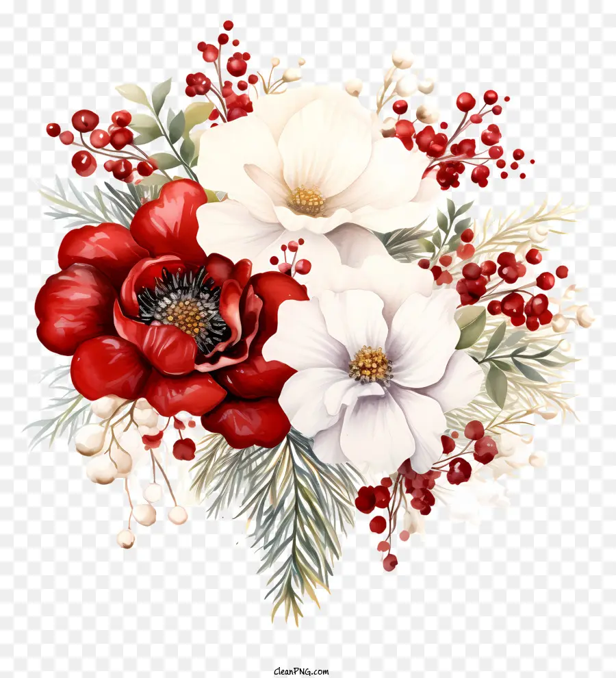 Karangan，Bunga Merah Dan Putih PNG
