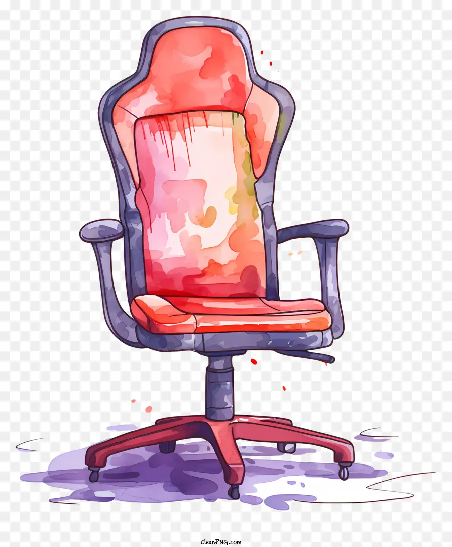 Merah Kursi Kantor，Lukisan Cat Air PNG