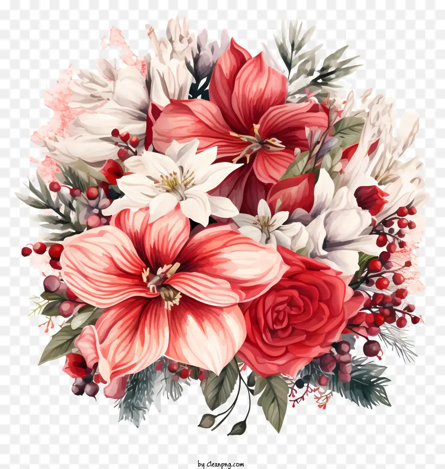 Karangan，Bunga Bunga Merah PNG