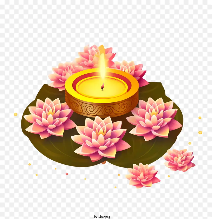 Diwali Dius，Bunga Teratai PNG