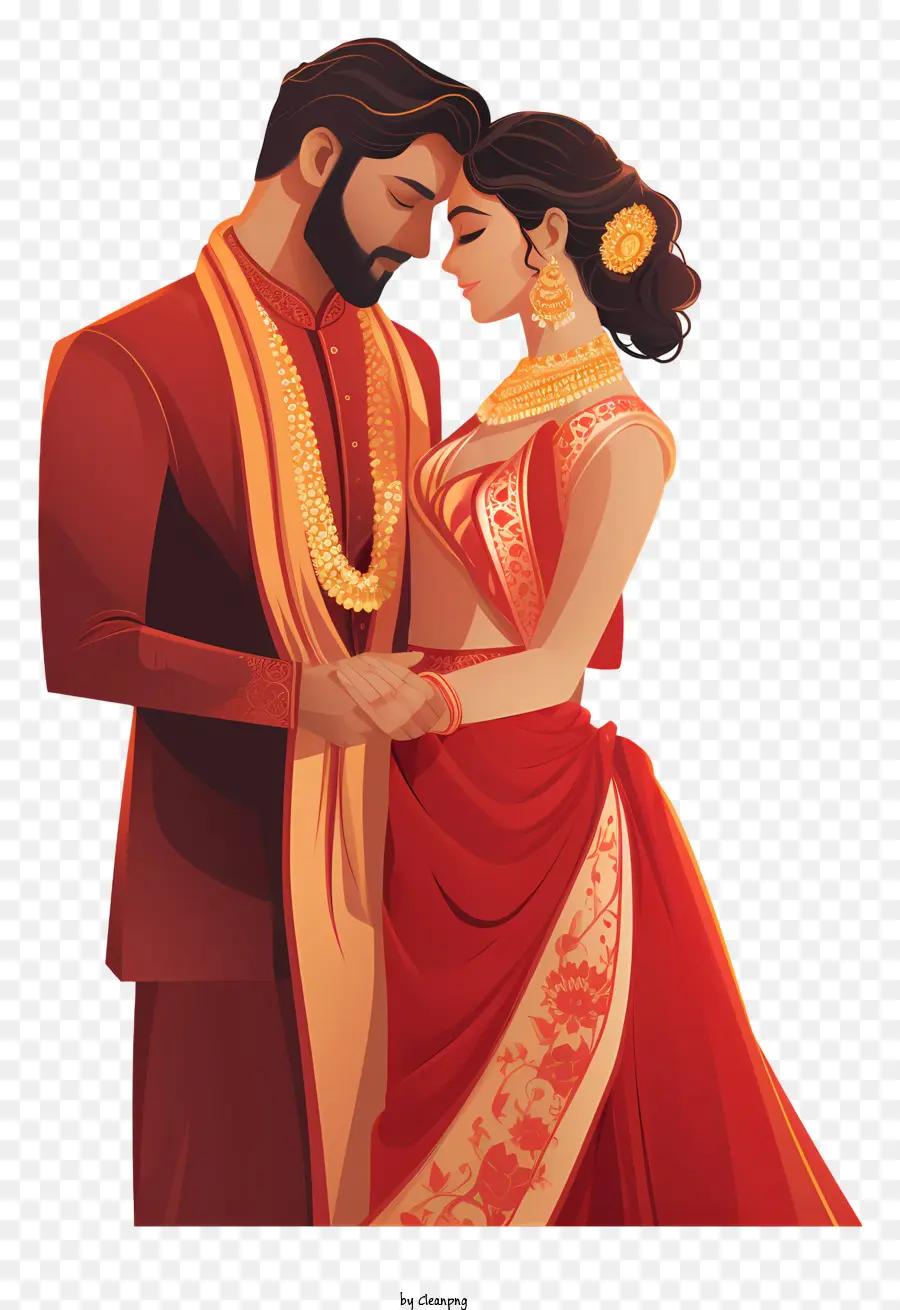Pakaian India Tradisional，Sari Merah PNG