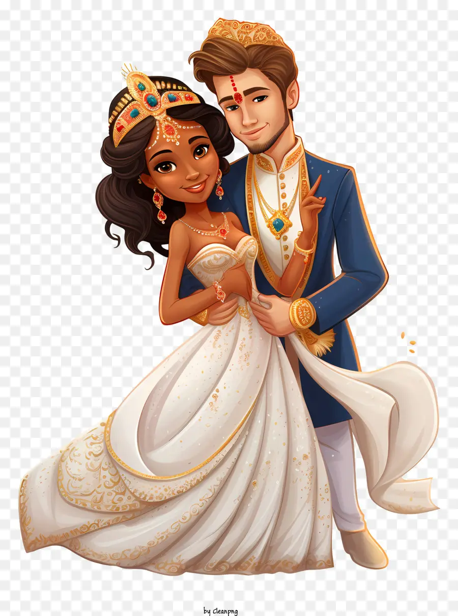 Ilustrasi Pernikahan Kartun，Pakaian Pernikahan Tradisional PNG